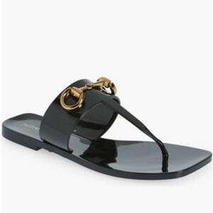 Jeffrey Campbell A Lil Bit Jelly Horsebit Thong Sandals Black